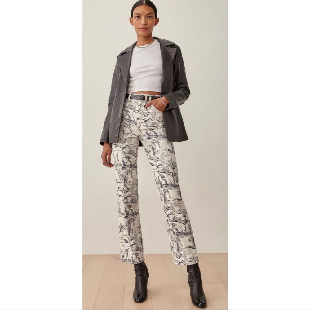 Reformation Cynthia high rise jeans, oasis print